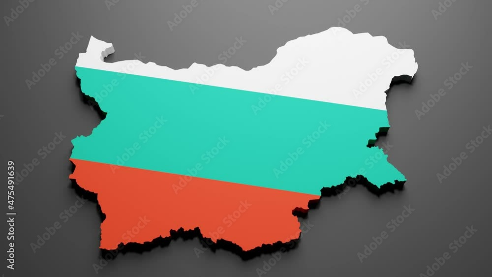 3d rendering of a Bulgaria map in German flag colors on black background. 4K Video motion graphic animation. 3d rendering of a Bulgaria map in German flag colors on black background. 4K Video motion graphic animation.