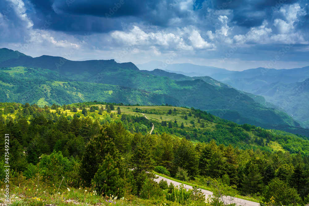 Mountain landscape along Forca di Presta, Marche, italy Mountain landscape along Forca di Presta, Marche, italy