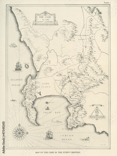 Map of the Cape, South Africa, in the 17th century photo