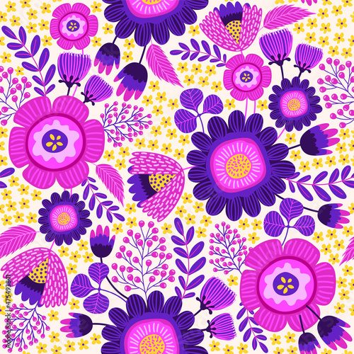 Background of colorful cute flowers