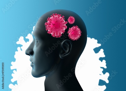 Effects of Covid-19 on the brain, illustration photo