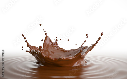 Liquid chocolate crown splash with ripples, illustration