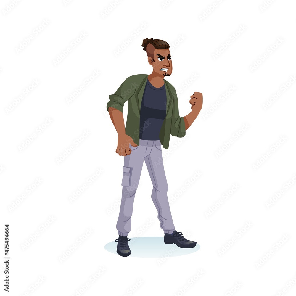 Vector flat cartoon black man character in aggressive mood-social inequality and protest,discontent,black lives matter movement,anger management and social behavior concept,web site banner ad design Vector flat cartoon black man character in aggressive mood-social inequality and protest,discontent,black lives matter movement,anger management and social behavior concept,web site banner ad design