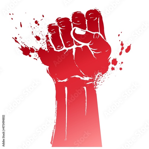 Vector Hand raised air fighting for human rights