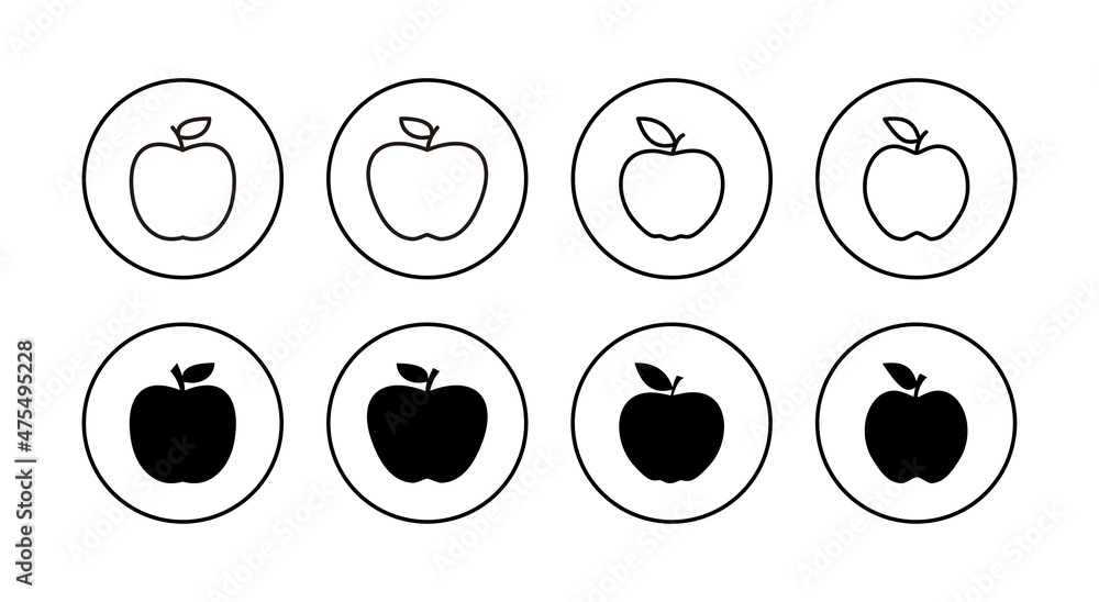 Apple icons set. Apple sign and symbols for web design. Apple icons set. Apple sign and symbols for web design.