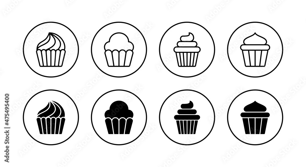 Cup cake icons set. Cup cake sign and symbol Cup cake icons set. Cup cake sign and symbol