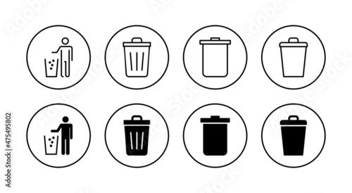 Trash icons set. trash can icon. delete sign and symbol.