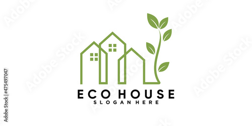 eco house logo design whit creative concept