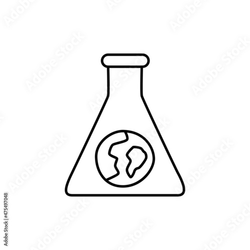 Eco Science / Chemistry Icon in flat black line style, isolated on white background