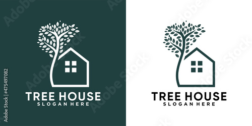 tree house logo design with creative concept