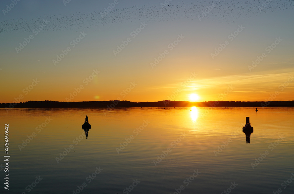 Fototapeta premium Sunset at the Mirower See in Mirow. 