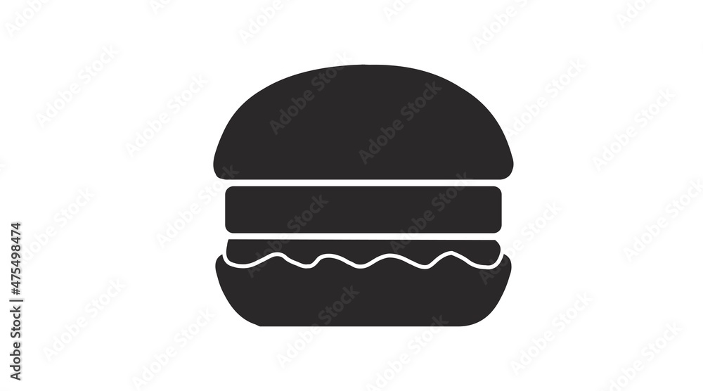 Vector Isolated Illustration of a Burger. Black and White Simple Burger Icon. Vector Isolated Illustration of a Burger. Black and White Simple Burger Icon.