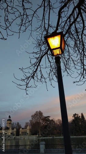 Por do sol nos jardins do Retiro, Madri, Espanha  photo