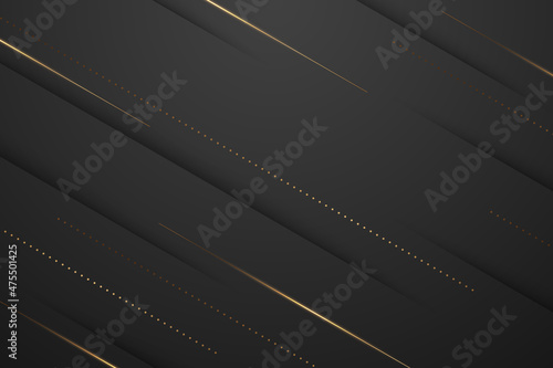 Black abstract background lines tech geometric modern dynamic shape with gold light vector illustration