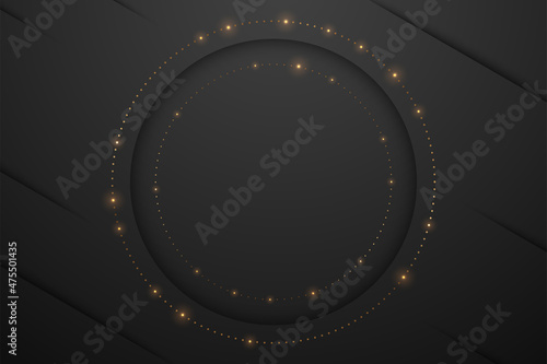 Black abstract background lines tech geometric modern dynamic shape with gold light vector illustration