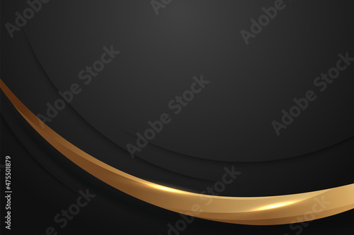 Abstract black and gold ribbons background