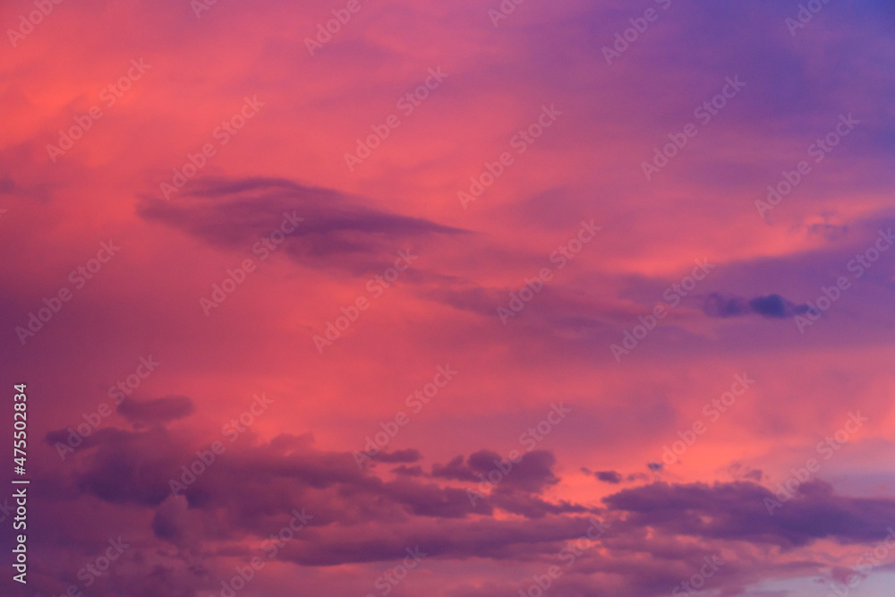 Beautiful pink sunset sky. Natural background