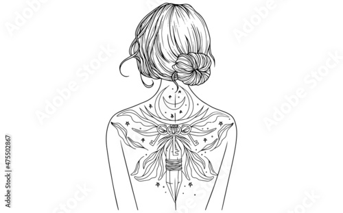 sketch of the girl with tattoo