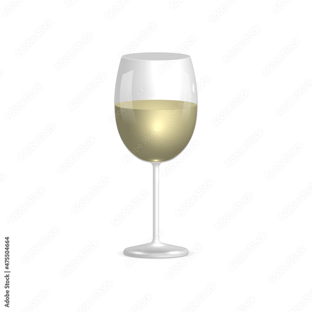Glass of white wine on a white background, vector illustration. Glass of white wine on a white background, vector illustration.
