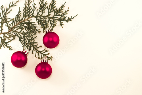 Christmas decoration with christmas tree and christmas ornaments on white background