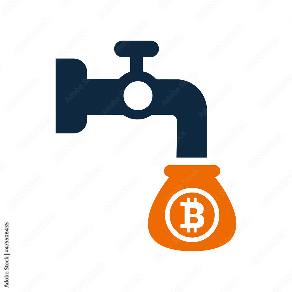 Obraz premium Coin, faucet, bitcoin, cryptocurrency, mining icon. Editable vector graphics.