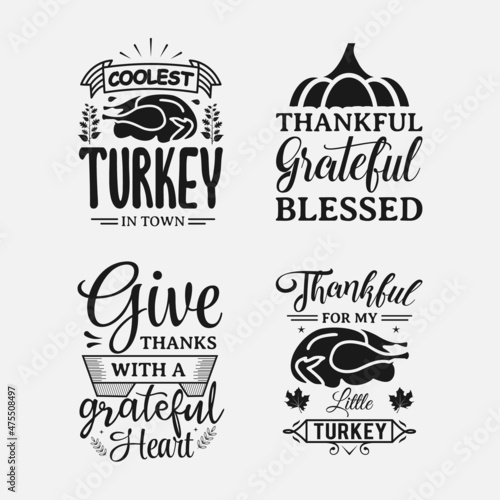 Set of Thanksgiving lettering  fall quote for print  t-shirt  poster and card