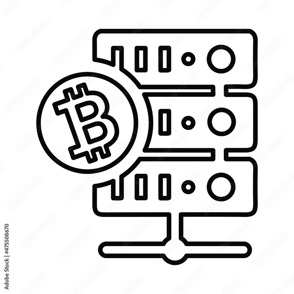 Data, server, bitcoin outline icon. Line vector design. Data, server, bitcoin outline icon. Line vector design.