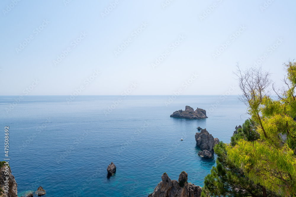 The Plaiokastritsa coastline in Korfu, Greece. The Plaiokastritsa coastline in Korfu, Greece.