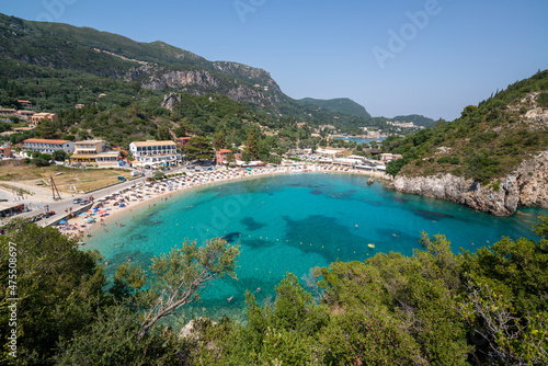 Palaiokastritsa in Korfu, Greece: The Palaiokastritsa beach from above © pe3check