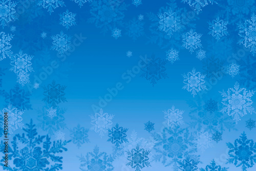 Dark blue abstract winter snowflake background