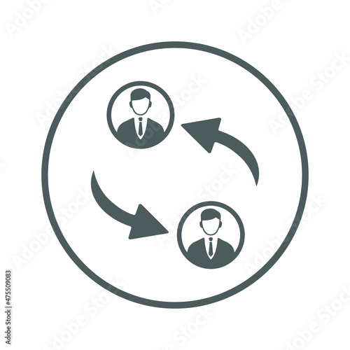 Peer to peer icon. Gray vector sketch.