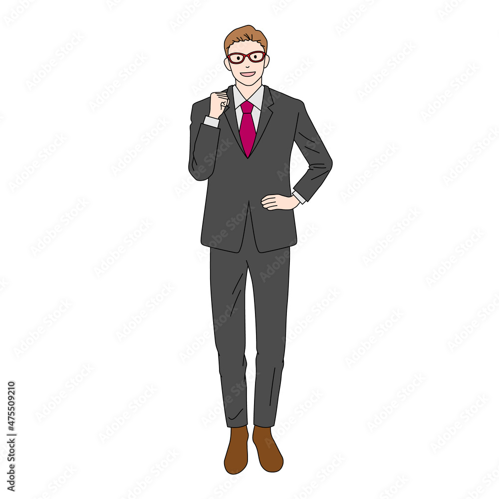 Illustration of a businessman doing a fist pump(white background, vector, cut out) Illustration of a businessman doing a fist pump(white background, vector, cut out)