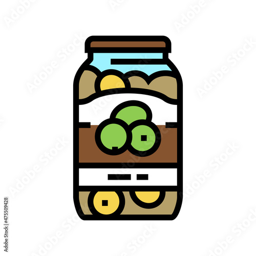 seaming olive in bottle color icon vector. seaming olive in bottle sign. isolated symbol illustration