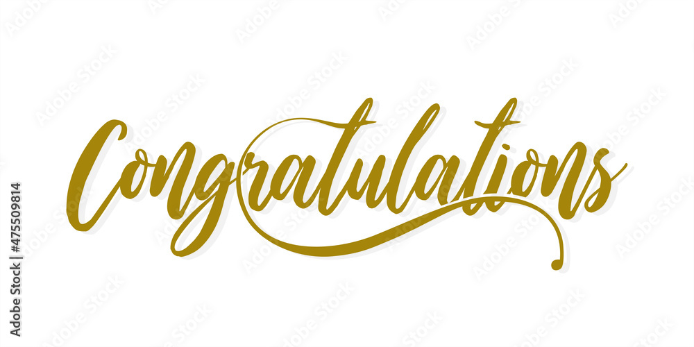 Cursive Typographic Template of Congratulations. Beautiful Calligraphy of Congratulations. Editable Illustration.