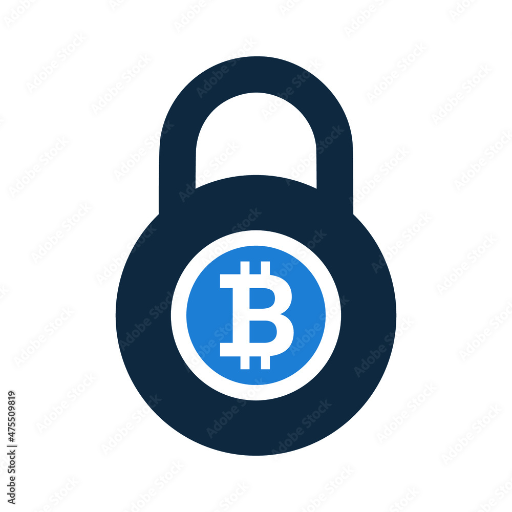Bitcoin, coin, security, lock icon. Simple flat design concept. Bitcoin, coin, security, lock icon. Simple flat design concept.