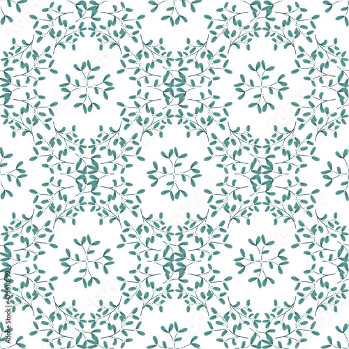 Mistletoe, viscum branches with oblong leaves and berries vector seamless pattern. Christmas, New Year holiday winter floral background for greeting cards, wallpapers, gift paper, web page.