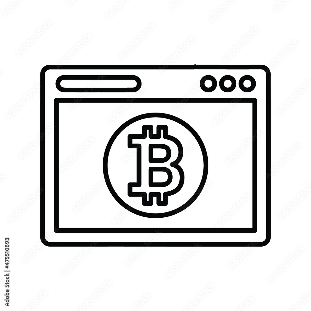 Browser, bitcoin, coin line icon. Outline vector. Browser, bitcoin, coin line icon. Outline vector.