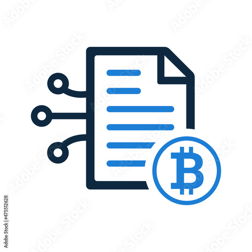 Paper, bitcoin icon. Simple flat design concept.