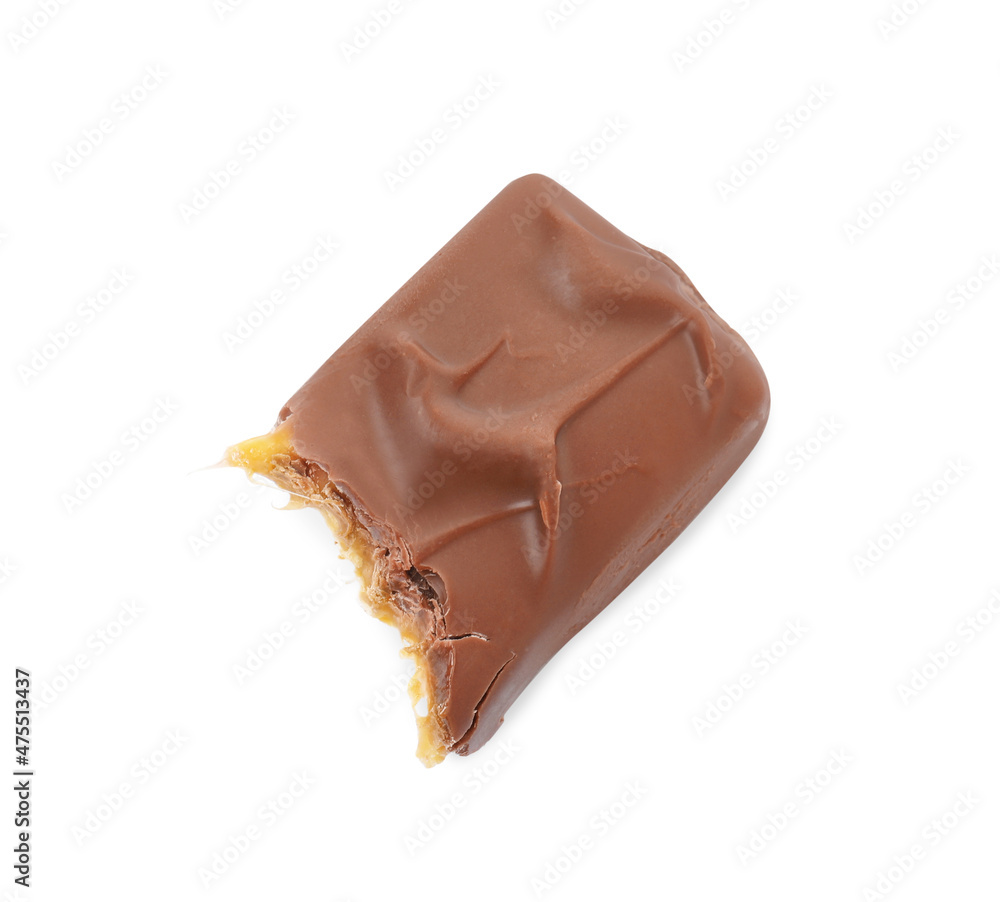Piece of chocolate bar isolated on white, top view Piece of chocolate bar isolated on white, top view