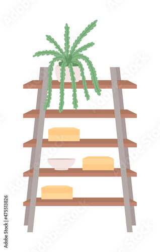 Kitchen shelves semi flat color vector item. Realistic object on white. Modern furniture for danish interior style isolated modern cartoon style illustration for graphic design and animation