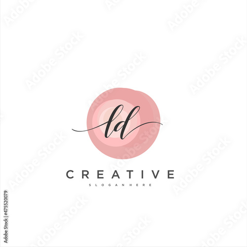 LD Initial handwriting minimalist geometric logo template vector art, Logo for business beauty, fashion, and other photo