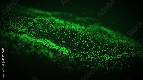 Green Particle Wave Colorful Background