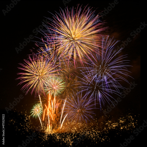 Colorful fireworks celebration and the night sky background.