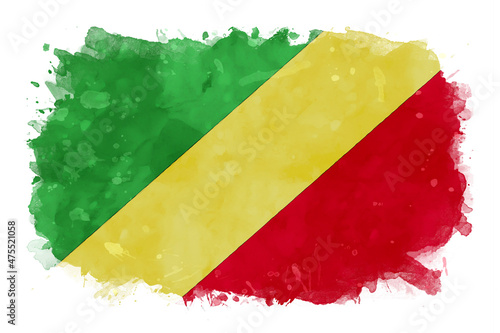 Congo National Flag Watercolor Illustration