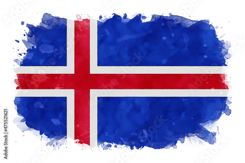 Iceland National Flag Watercolor Illustration