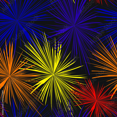 Seamless abstract pattern with pyrotechnic elements