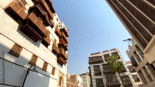 Jeddah Saudi Arabia  November 11 2021 Old city in Jeddah, Saudi Arabia known as Historical Jeddah. Ancient building in UNESCO world heritage historical village Al Balad.Saudi Arabia  photo