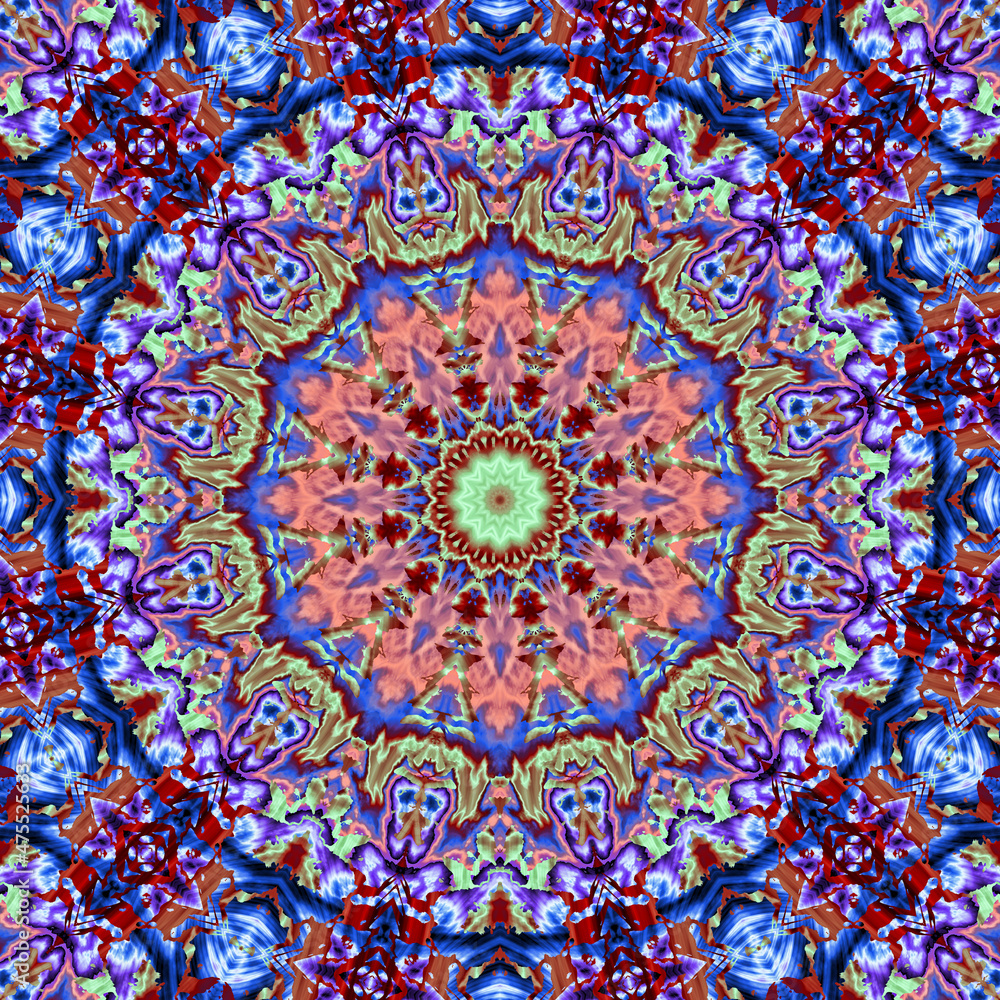 3d effect - abstract colorful mandala graphic