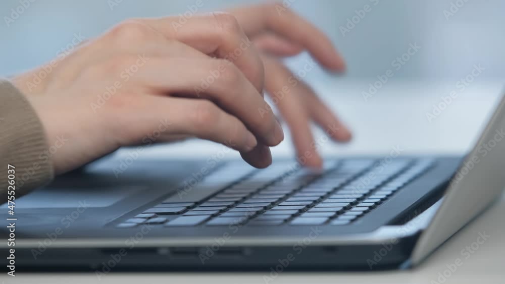 Stock video of freelancer worker woman typing text on laptop computer keyboard in close up 4K ultra hd footage Stock video of freelancer worker woman typing text on laptop computer keyboard in close up 4K ultra hd footage