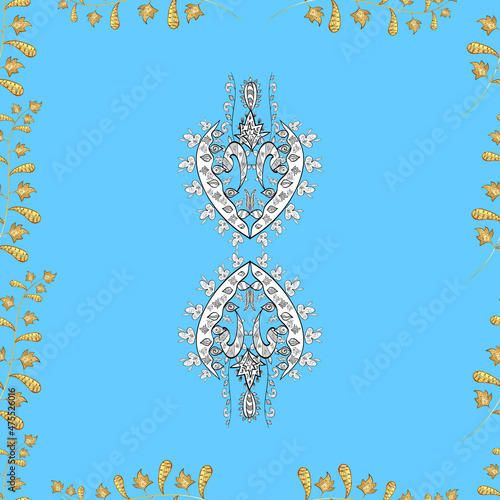 Seamless pattern with interesting doodles on colorfil background. Vector illustration.
